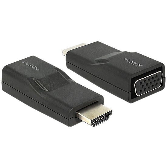 Delock Adapter HDMI-dugós csatlakozó > VGA-csatlakozóhüvely fekete (65655)