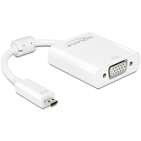 Delock Adapter HDMI Micro-D dugó > VGA hüvely audióval fehér (65557)