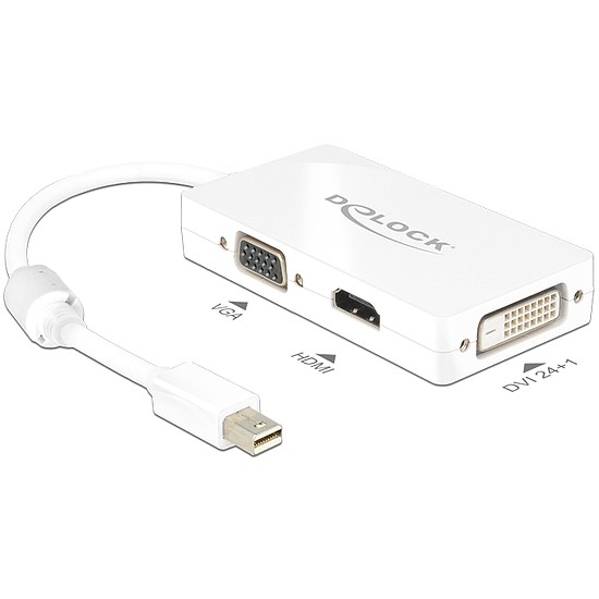 Delock Adapter mini Displayport 1.1-dugós csatlakozó > VGA / HDMI / DVI passzív fehér (62630)