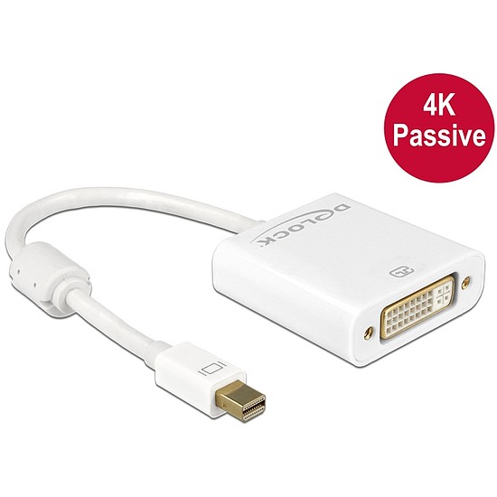 Delock Adapter mini Displayport 1.2-dugós csatlakozó > DVI-csatlakozóhüvely 4K passzív, fehér (62606)