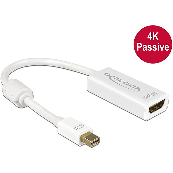 Delock Adapter mini Displayport 1.2-dugós csatlakozó > HDMI-csatlakozóhüvely 4K passzív, 20cm, fehér (62614)