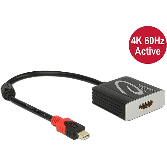 Delock Adapter mini Displayport 1.2-dugós csatlakozó > HDMI-csatlakozóhüvely 4K 60 Hz aktív (62735)