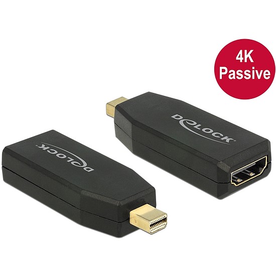 Delock Adapter mini Displayport 1.2-dugós csatlakozó > HDMI-csatlakozóhüvely 4K passzív,aranyozott (65583)