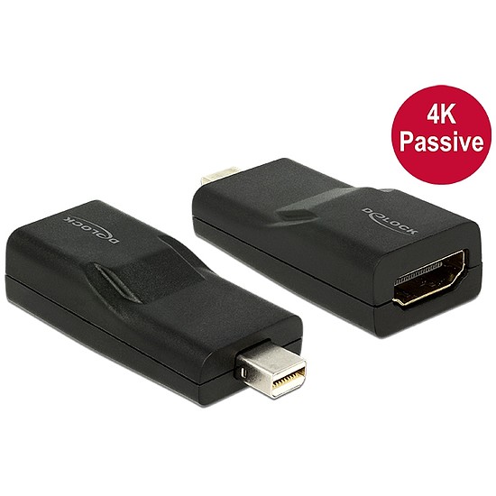 Delock Adapter mini Displayport 1.2-dugós csatlakozó > HDMI-csatlakozóhüvely 4K passzív, fekete (65686)