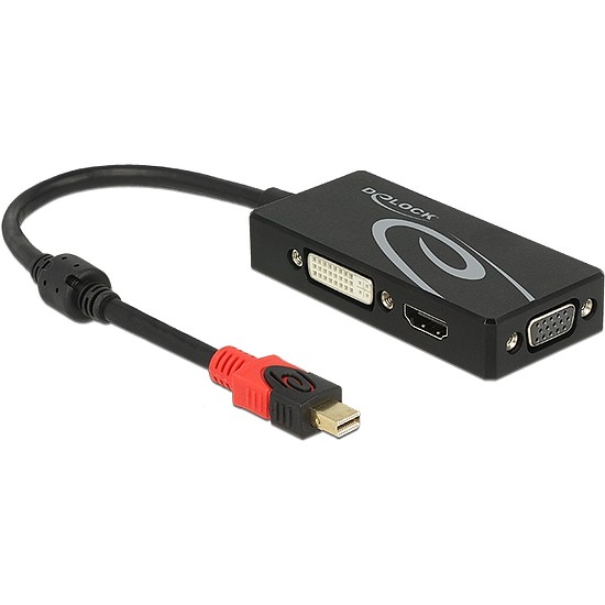 Delock Adapter mini Displayport 1.2-dugós csatlakozó > VGA / HDMI / DVI-csatlakozóhüvely 4K passzív (62855)