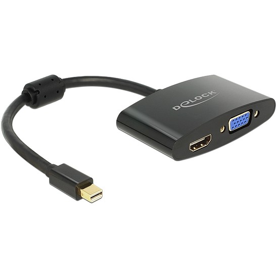 Delock Adapter mini Displayport-dugós csatlakozó > HDMI / VGA-csatlakozóhüvely fekete (65553)