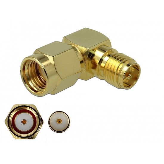 Delock Adapter RP-SMA-dugó apa RP-SMA csatlakozóhüvely 90 3 GHz (89968)