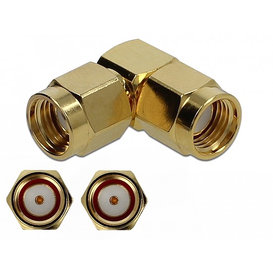 Delock Adapter RP-SMA-dugó apa RP-SMA-dugó 90 10 GHz (89949)