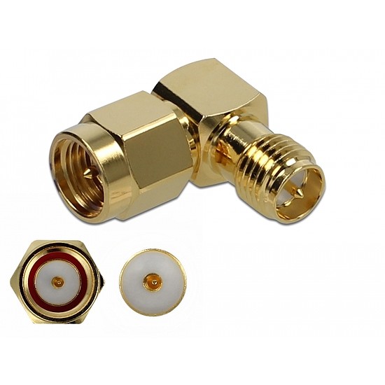 Delock Adapter SMA-dugó apa RP-SMA csatlakozóhüvely 90 10 GHz (89955)