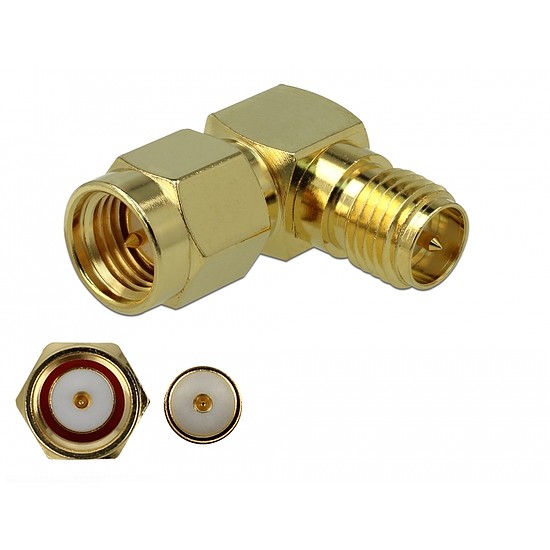 Delock Adapter SMA-dugó apa RP-SMA csatlakozóhüvely 90 3 GHz (89967)