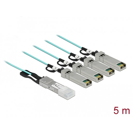 Delock Aktív optikai kábel QSFP+ > 4 x SFP+ 5 m (84069)