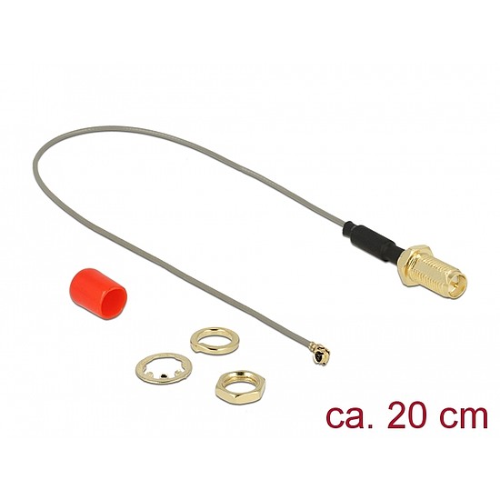 Delock Antenna kábel RP-SMA anya> MHF / U.FL-LP-068 apa csatlakozó 1.13 20 cm menethossz 10 mm (89831)