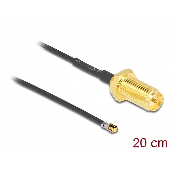 Delock Antenna kábel RP-SMA anya válaszfali csatlakozóval apa MHF 4L LK-dugó 1.37 20 cm menethossz (12656)