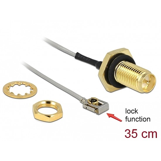 Delock Antenna kábel RP-SMA jack bulkhead to MHF I LK plug 1.13 35 cm szélessége 10 mm splash (90292)