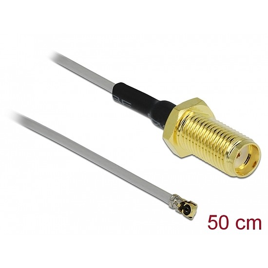 Delock Antenna kábel SMA anya válaszfali csatlakozóval apa MHF 4 -dugó 0.81 50 cm menethossz 10 mm (90399)