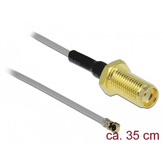 Delock Antenna kábel SMA anya válaszfali csatlakozóval apa MHF 4L -dugó 1.37 35 cm menethossz 10 mm (90403)