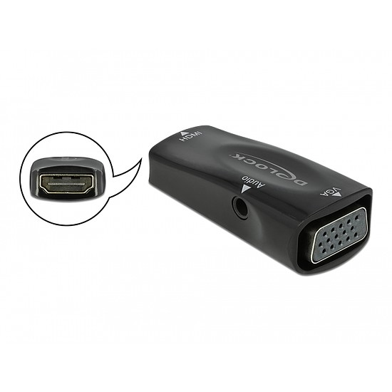 Delock Átalakító HDMI-A aljzat - VGA aljzat 1080p audioval (66560)