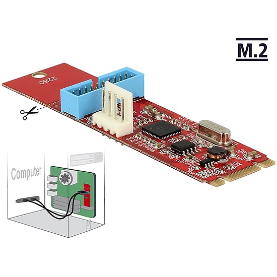 Delock Átalakító, M.2 aljzat B+M nyílással, csatlakozódugó > 1 x USB 3.0-s csatlakozósor (62842)