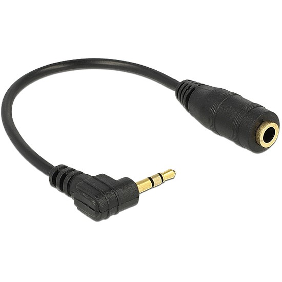 Delock audio sztereó kábel, 2.5 mm hajlított apa > 3.5 mm anya 3 pin, 14 cm (65397)