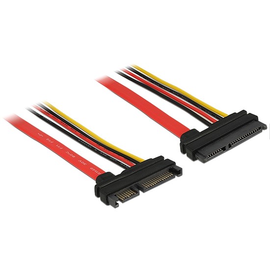 Delock Bovítokábel, SATA, 6 Gb/s, 22 tus csatlakozó > SATA 22 tus aljzat (5 V + 12 V), 10 cm (83802)