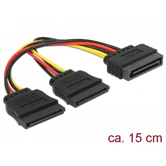 Delock Cable Power SATA 15 pin > 2 x SATA HDD straight (60174)