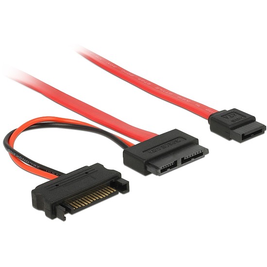 Delock Cable Slim SATA female > SATA 7 pin + SATA 15 pin 5 V 30 cm (84800)