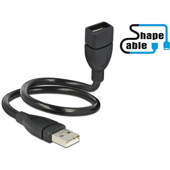 Delock Cable USB 2.0 A male > A female ShapeCable 0.35 m (83498)