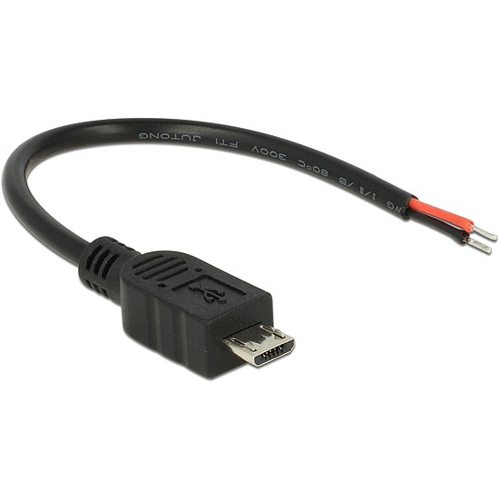 Delock Cable USB 2.0 Micro-B male > 2 x open wires power 10 cm Raspberry Pi (82697)