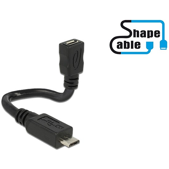 Delock Cable USB 2.0 Micro-B male > USB 2.0 Micro-B female OTG ShapeCable 0.15 m (83923)