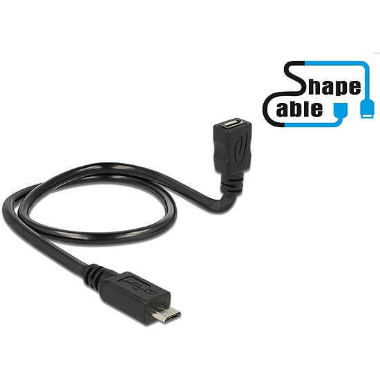 Delock Cable USB 2.0 Micro-B male > USB 2.0 Micro-B female OTG ShapeCable 0.50 m (83925)