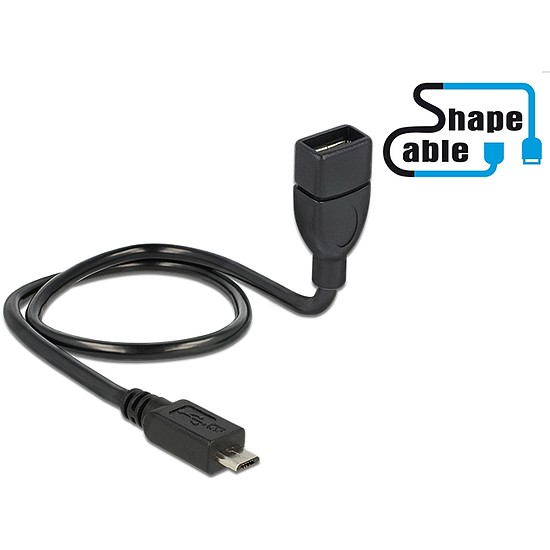 Delock Cable USB 2.0 Micro-B male > USB 2.0 Type-A female OTG ShapeCable 0.50 m (83928)