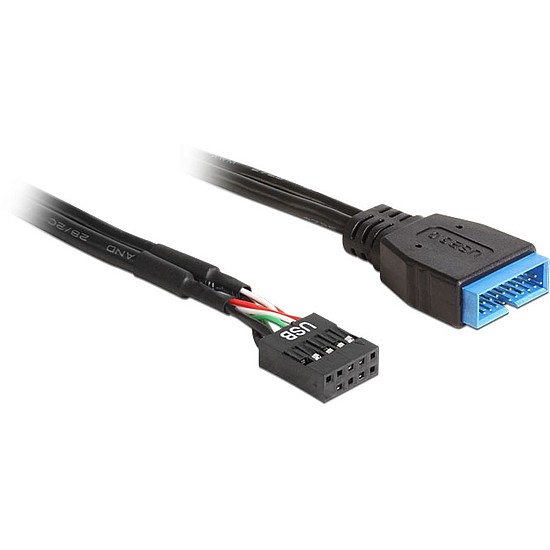 Delock Cable USB 2.0 pin header female > USB 3.0 pin header male 45 cm (83776)