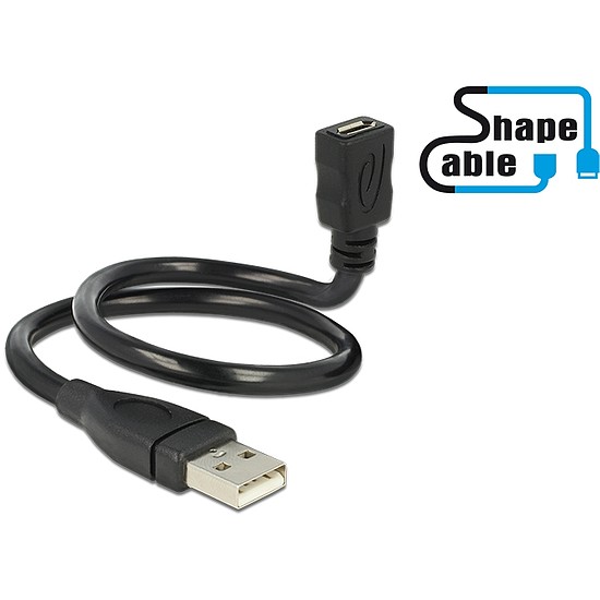 Delock Cable USB 2.0 Type-A male > USB 2.0 Micro-B female ShapeCable 0.35 m (83921)