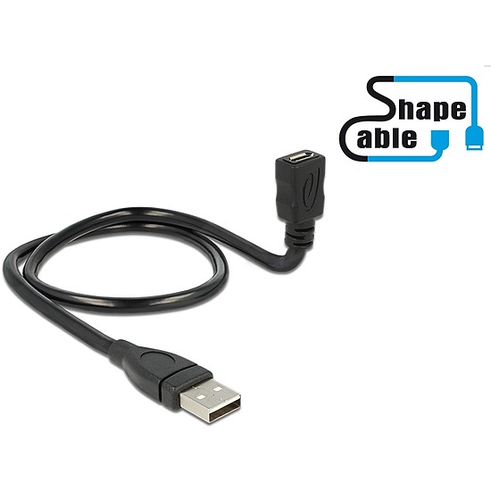 Delock Cable USB 2.0 Type-A male > USB 2.0 Micro-B female ShapeCable 0.50 m (83922)