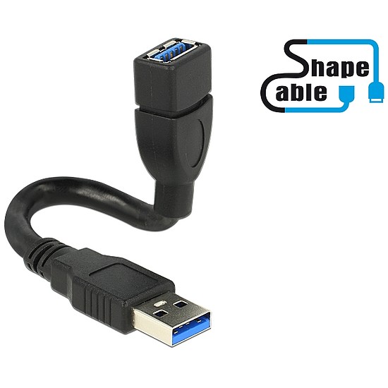 Delock Cable USB 3.0 A male > USB 3.0 A female ShapeCable 0.15 m (83713)