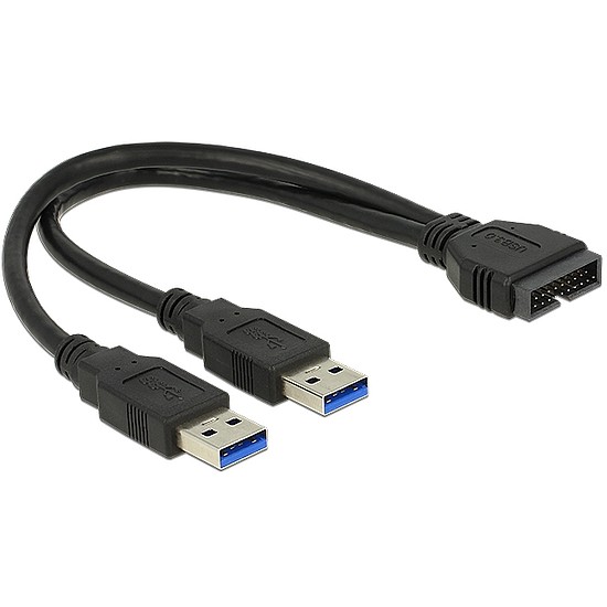 Delock Cable USB 3.0 Pin header male > 2 x USB 3.0 Type-A male 25 cm (83910)