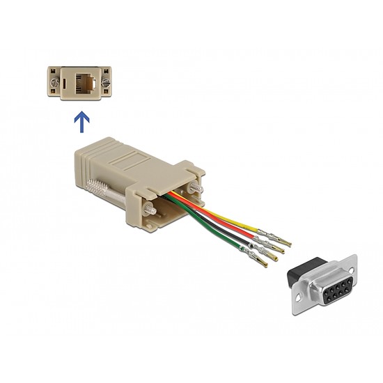 Delock D-Sub 9-tűs anya RJ11/RJ14 6P/4C anya összekötő adapter (66770)