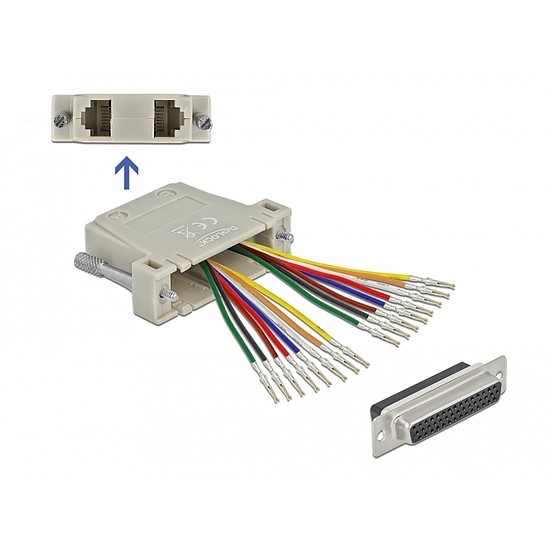 Delock D-Sub HD 44 tűs krimp anya - 2 x RJ45 anya eszközkészlettel bézs színben (66836)