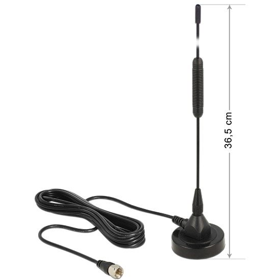 DELOCK DAB+ antenna F dugó 0 dBi mindenirányú mágneses talpú fix - fekete (12412)