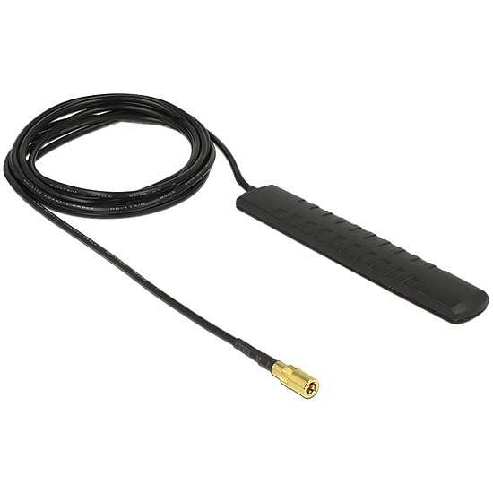 Delock DAB+ DVB-T2 Antenna SMB Plug 20 dBi active omnidirectional black adhesive mounting (89497)