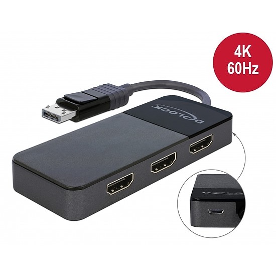 Delock DisplayPort 1.4 elosztó 1 x DisplayPort > 3 x HDMI MST (87770)