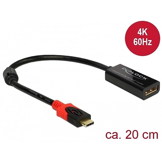 Delock DisplayPort átalakító USB Type-C kijelzohöz 4K 60 Hz (63928)