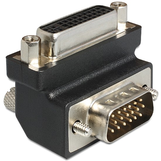 Delock DVI 24+5 pin anya > VGA 15 pin apa adapter, 90 forgatott (65425)