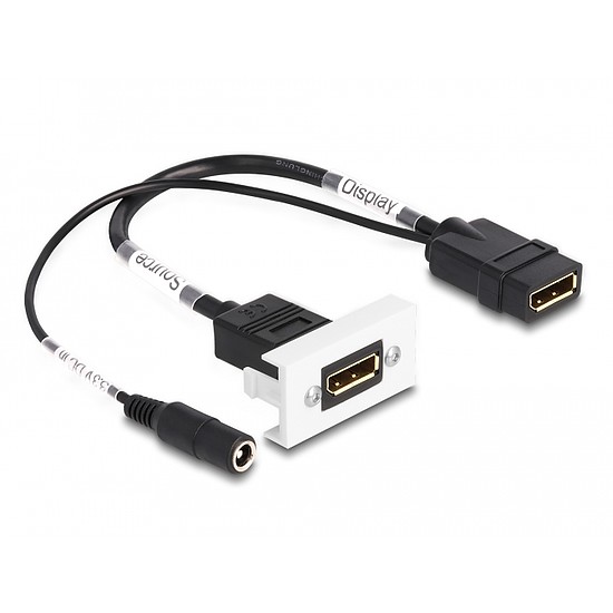 Delock Easy 45 DisplayPort 4K 60 Hz modul DC töltéssel 2,1 x 5,5 mm és rövid kábel, 22,5 x 45 mm (81385)