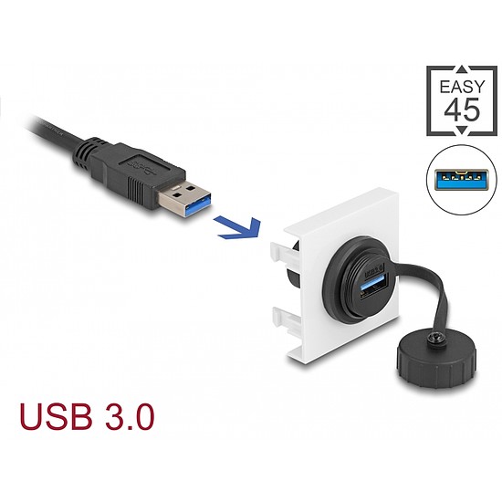 Delock Easy 45 Module SuperSpeed USB 5 Gbps (USB 3.2 Gen 1) USB Type-A anya, 45 x 45 mm (81410)