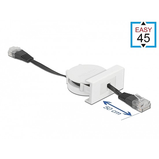 Delock Easy 45 modulos hálózati behúzható kábel RJ45 Cat.5e fekete (81361)