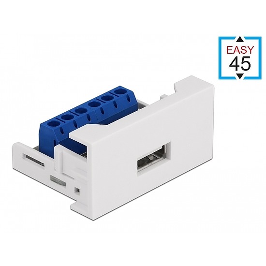 Delock Easy 45 modulos USB 2.0 A-típusú anya csatlakozó sorkapocs 22,5 x 45 mm-es (81343)