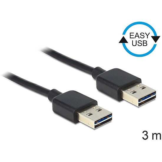 Delock EASY-USB 2.0-A apa > apa kábel, 3 m (83462)