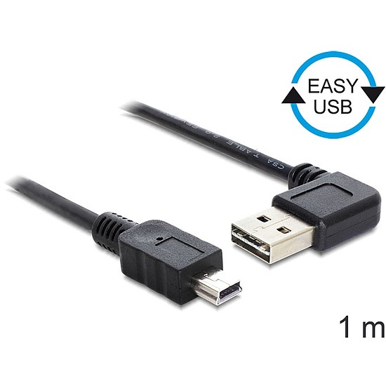 Delock EASY-USB 2.0 -A apa hajlított > USB 2.0 mini apa kábel, 1 m (83378)