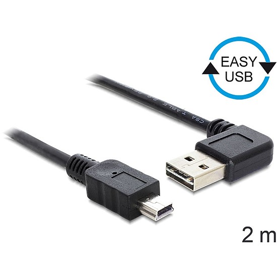 Delock EASY-USB 2.0 -A apa hajlított > USB 2.0 mini apa kábel, 2 m (83379)